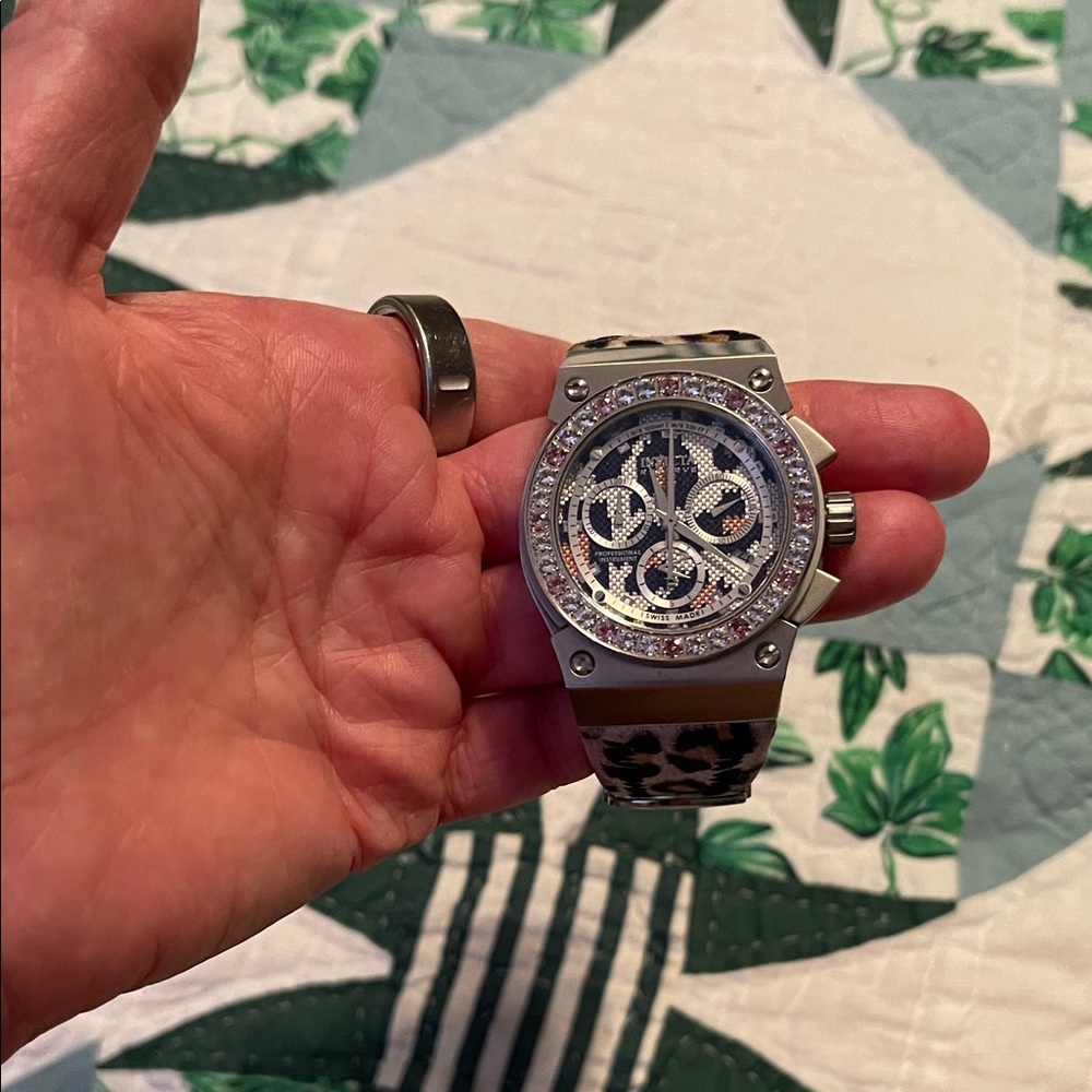 Invicta Silver Leopard Print Women's Watch